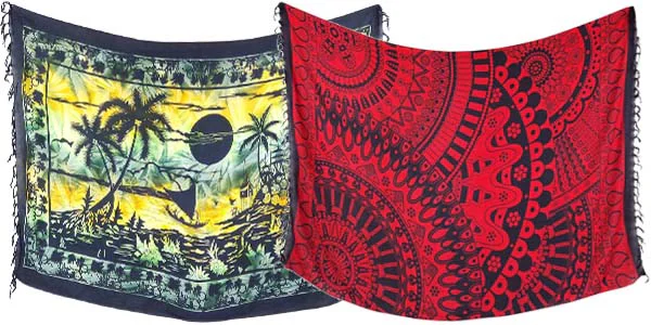 Sarong with figures and patterns