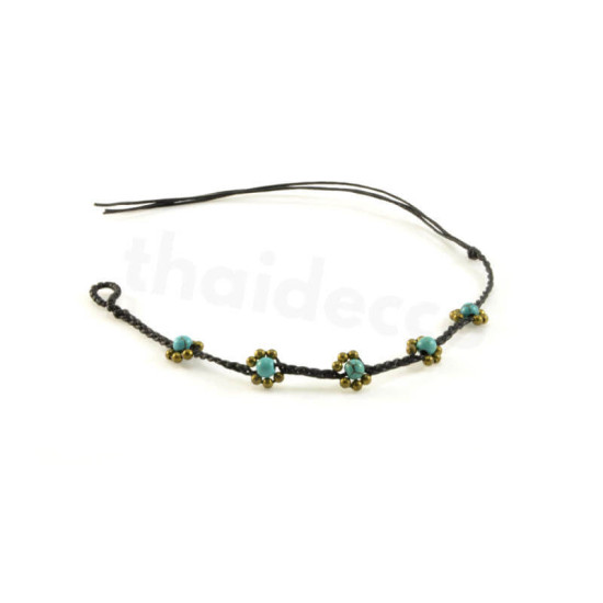 Tie bracelet - Turquoise/Gold