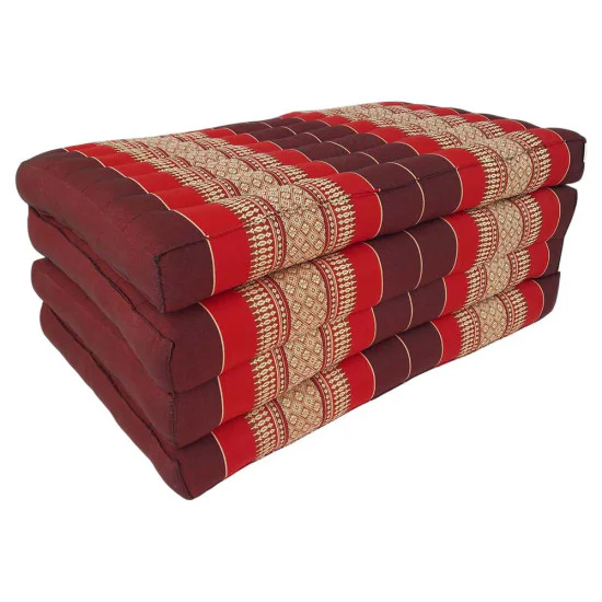 Red Thai folding floor mattress 190x80 cm with natural kapok