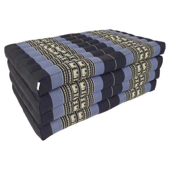 Black and blue folding floor mattress 190x80 cm with elephant pattern