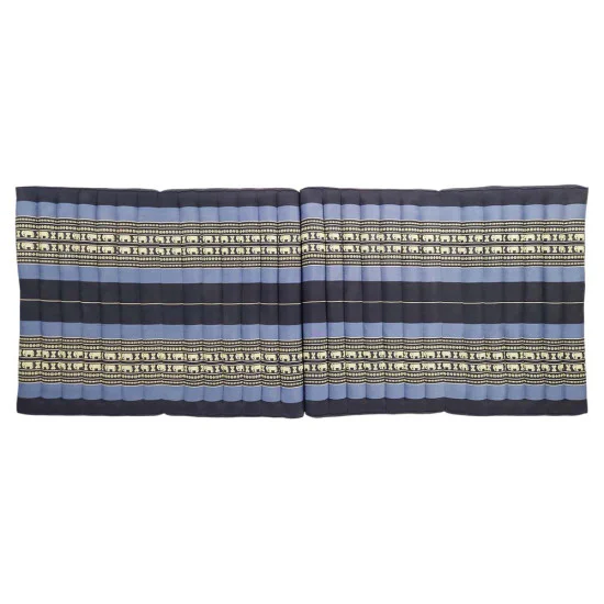 Black and blue folding floor mattress 190x80 cm with elephant pattern
