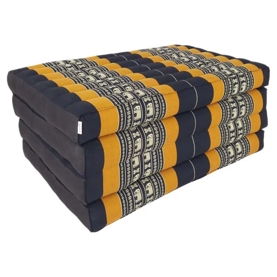Black and orange folding floor mattress 190x80 cm with elephant pattern