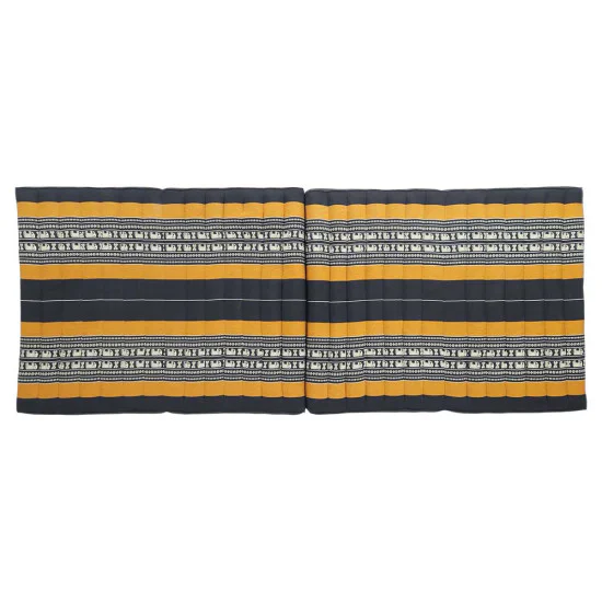 Black and orange folding floor mattress 190x80 cm with elephant pattern