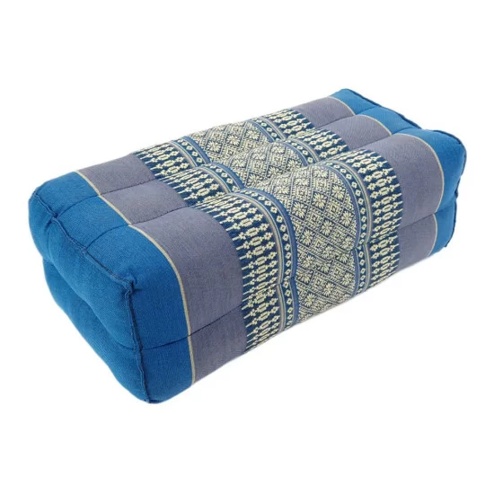 Block pillow in dimensions 36x18x12cm and color choice blue and grey. For floor use, relax and yoga.