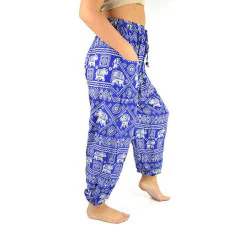 Aladdin Pants Elephant Print - Blue