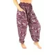 Aladdin Pants in Burgundy with Elephant Print
