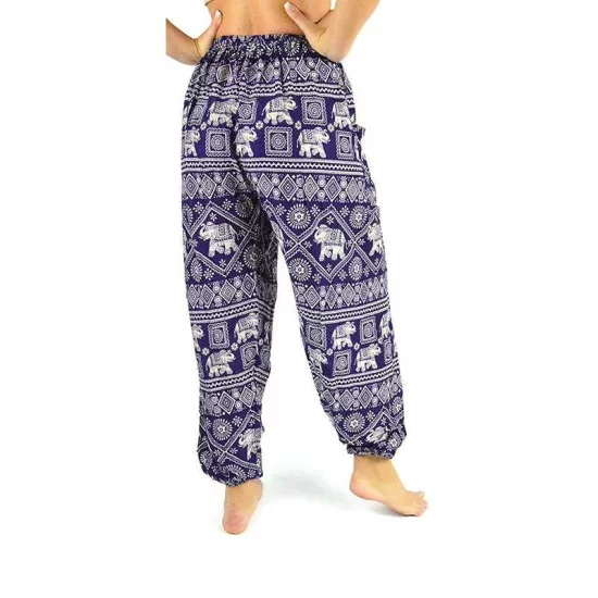Aladdin Pants Purple with Elephant Print