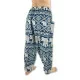 Green-blue aladdin pants with elephant pattern