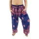 Blue-pink aladdin pants with Elephant Rose design