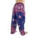 Blue-pink aladdin pants with Elephant Rose design