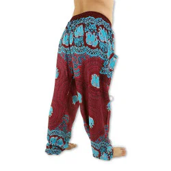 Aladdin Pants Elephant Rose - Burgundy/Blue