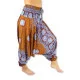 Brown harem pants with light purple details