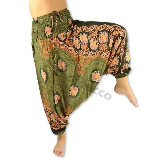 Harem Pants Elephant Rose - Green