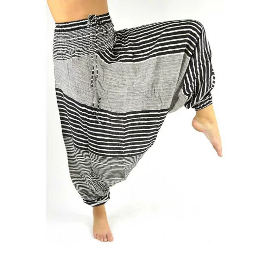 Harem pants for both women and men with design stripes in color
