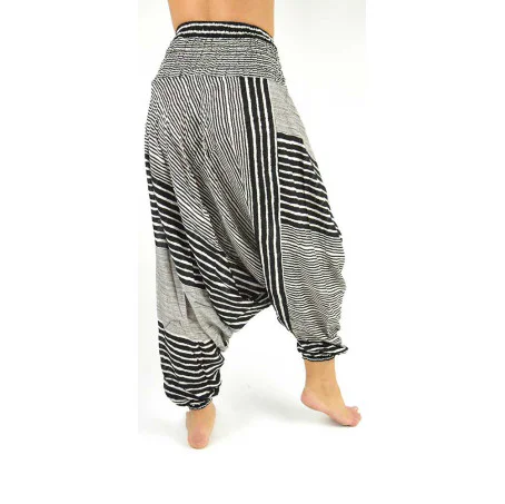 Harem pants for both women and men with design stripes in color