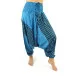 Stylish harem pants for both women and men with design stripes in blue