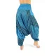 Stylish harem pants for both women and men with design stripes in blue