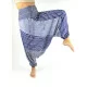 Stylish harem pants for both women and men with design stripes in dark blue and white
