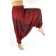 Harem pants for both women and men with design stripes in red color