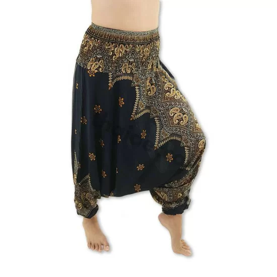 Harem pants Peacock Flower - Black