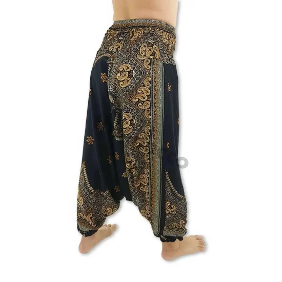 Harem pants Peacock Flower - Black