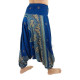 Blue harem pants with peacock flower pattern