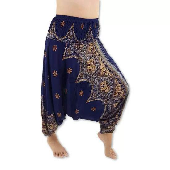 Harem pants Peacock Flower - Dark Blue