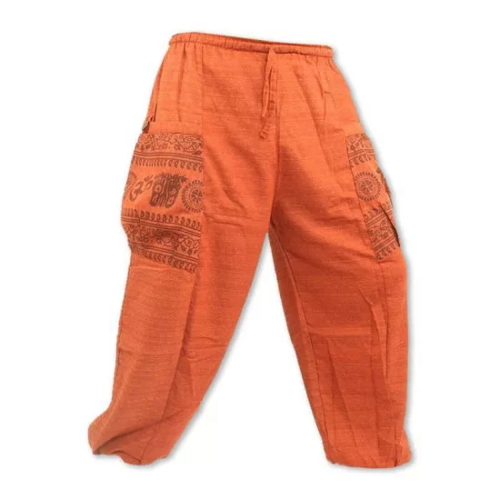 Orange bomullsbyxa med Om-mönster
