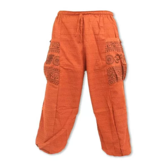 Orange bomullsbyxa med Om-mönster