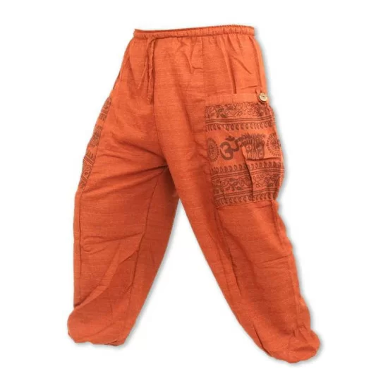 Orange bomullsbyxa med Om-mönster