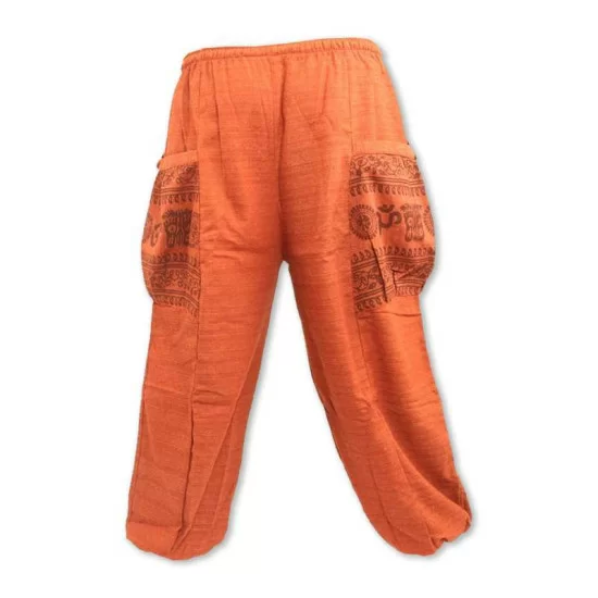 Orange bomullsbyxa med Om-mönster