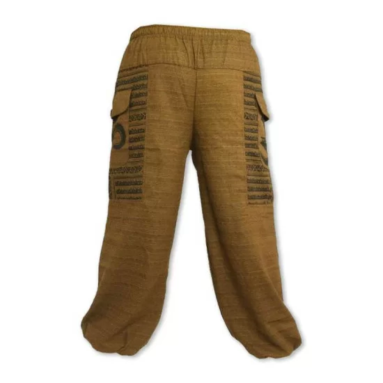 Brown cotton trousers with Om sign