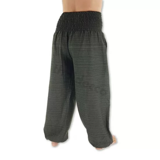 Smock pants in solid cotton in green color