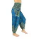 Smock pants in cool rayon material in blue-green color