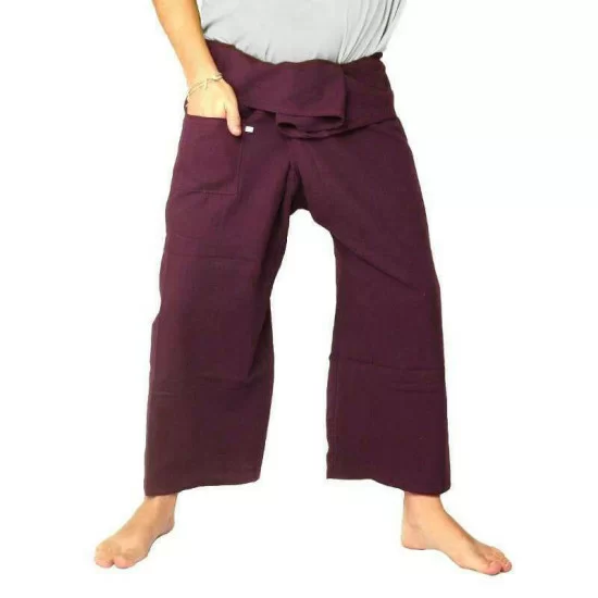 Thailändsk Fiskarbyxa och Fisherman pants i mörklila bomullsfärg