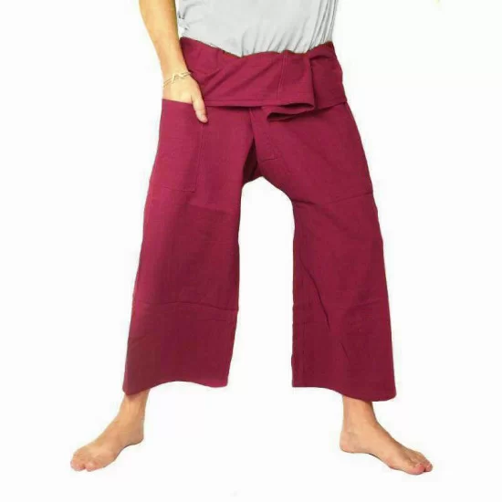 Thai Fisherman Pants and Fisherman Pants in plum red cotton