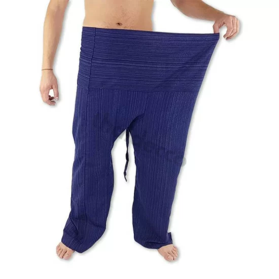 Extra long fisherman pants from Thailand in dark blue color