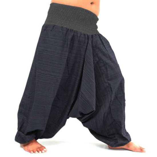 Harem pants made of cotton in dark blue and grey color