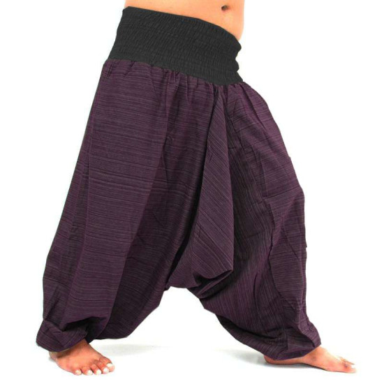 Harem pants made of cotton in purple and black color