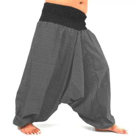 Harem pants made of cotton in grey and black color