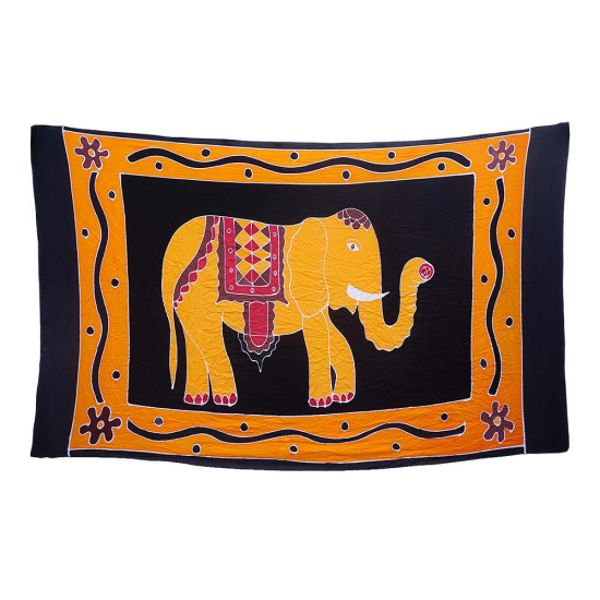 Stor sarong med orange elefantmotiv