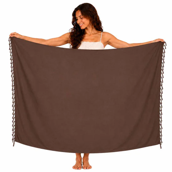 Brown sarong in plain color for beach, pool and sea