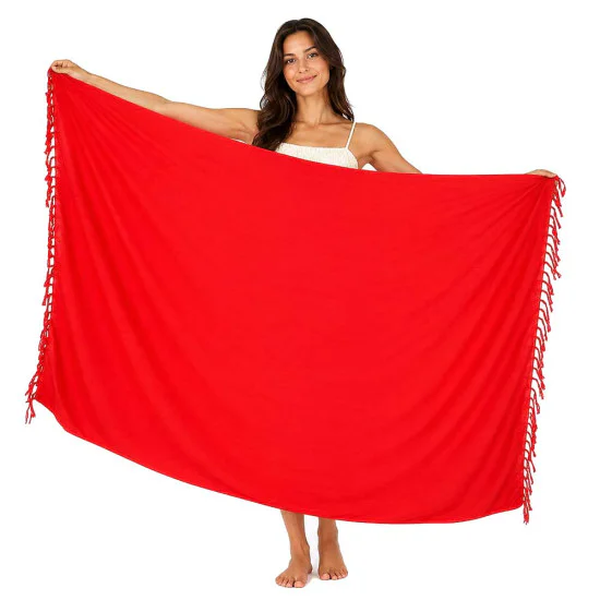 Red sarong for sun, swimming and as a light beach garment in size 180x115 cm