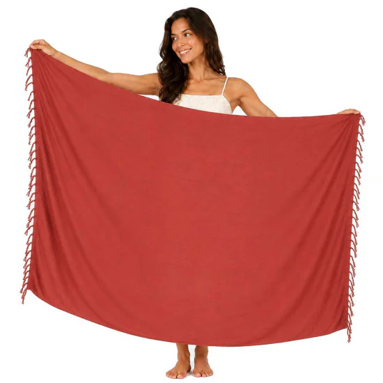 Rust red sarong in plain color for beach, pool and sea