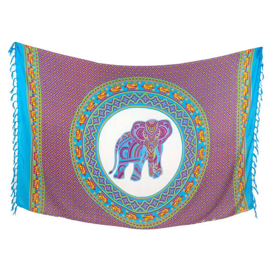 Beach sarong with Elephant print in blue & purple color