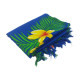Stor sarong med blommor i blått, gult och grönt tryck