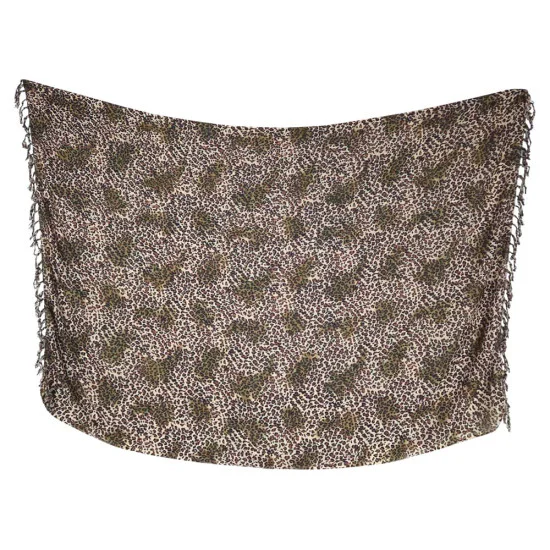 Leopard-sarong Natur med beige och olivgrönt djurmönster