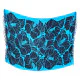 Blue sarong with black hibiscus flowers and fringes
