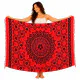 Red Mandala Sarong with Fringe – Versatile Beach Shawl
