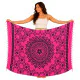 Rosa mandala-sarong med fransar – bohemisk strandfilt & sjal